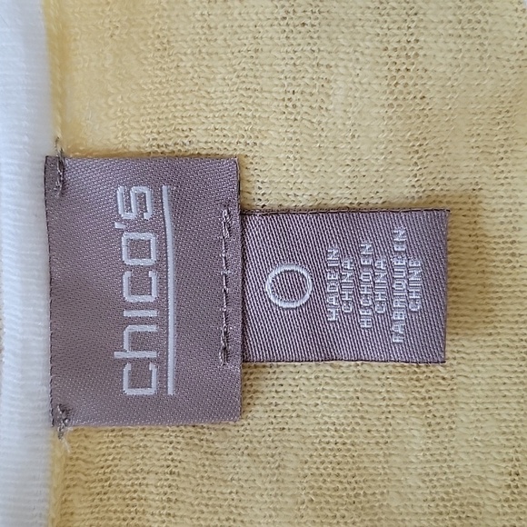 Chico's Yellow White Vneck Lightweight Burnout Sweater Size Small/4 - Picture 4 of 6